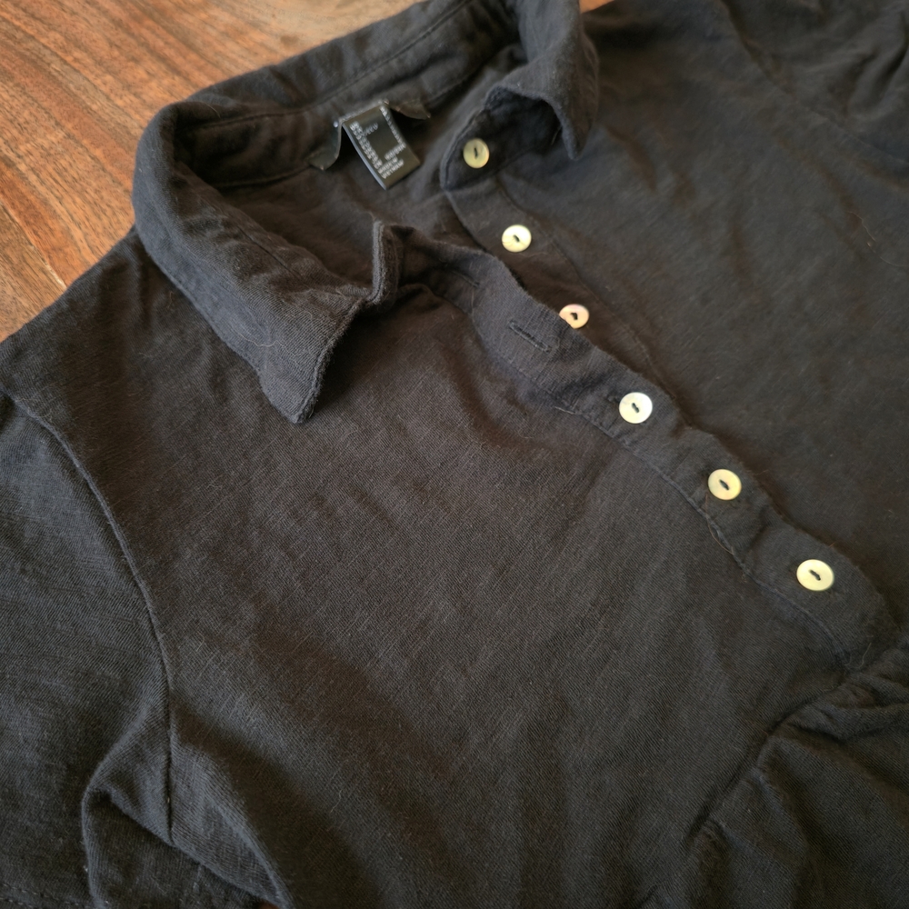 Cotton Black Tiered Polo Mini Dress - Picture 2 of 4